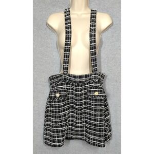 Smak Parlour Tweed Skirt 1X with Suspenders Black White Coquette Playful Unique